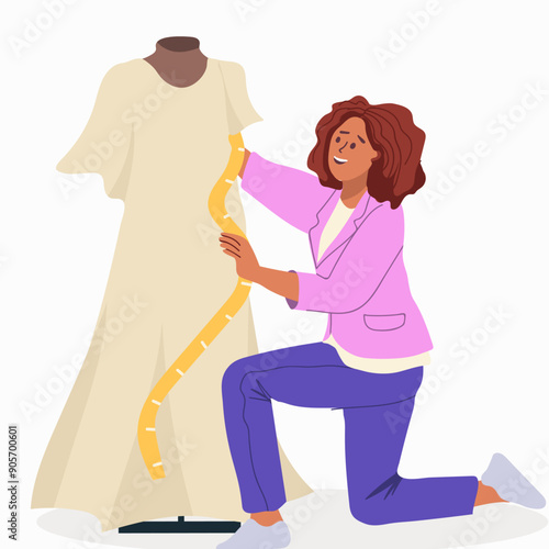 Hand drawn sewing workshop, measurements for tailoring composition.