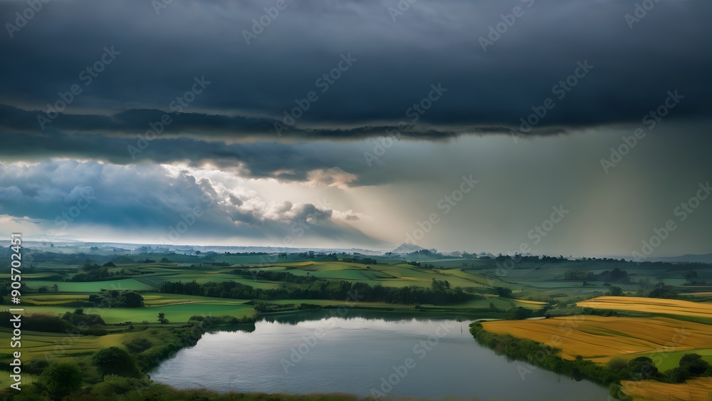 Fototapeta premium Serene Blue Sky with Fluffy White Clouds