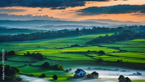 Serene Blue Sky with Fluffy White Clouds