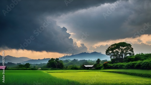 Serene Blue Sky with Fluffy White Clouds