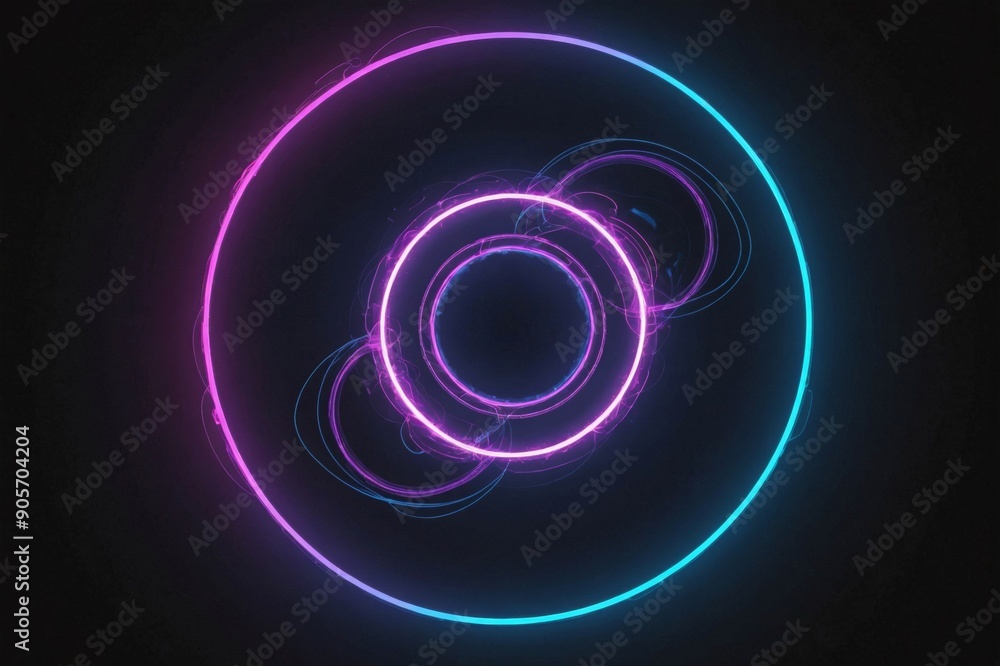 Sci Fi modern. Futuristic smoke. Neon color geometric circle on a dark background. Sci Fi modern. Futuristic smoke. Neon color geometric circle on a dark background.