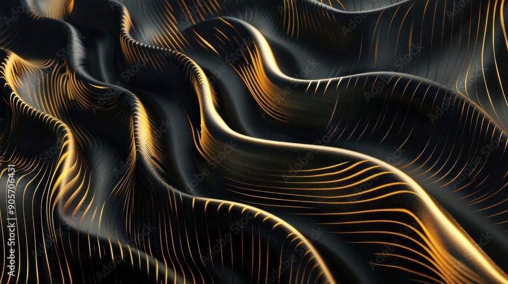Abstract Wavy Pattern with Black and Gold Abstract Wavy Pattern with Black and Gold