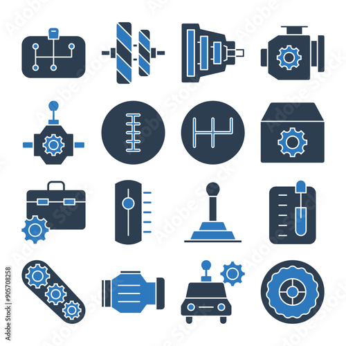 Gear Box Icon Set Sign Symbol
