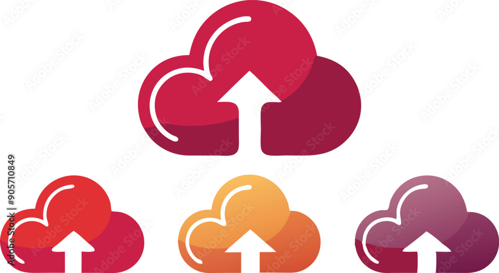 Cloud Storage vector silhouette image set Cloud Storage vector silhouette image set