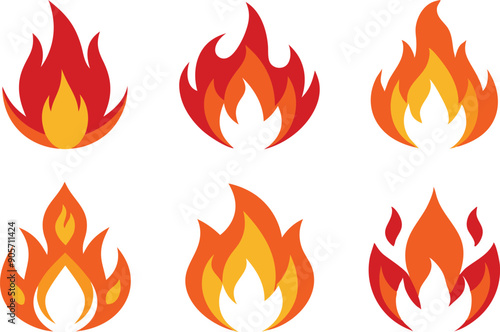 Vector silhouette Fire symbol image set Ai generative