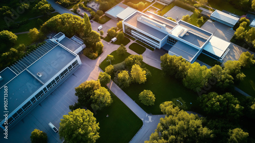 An aerial view of a state-of-the-art pharmaceutical manufacturing plant