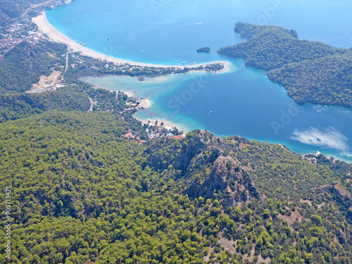 Aerial view of the coast by Oludeniz, Turkey photo