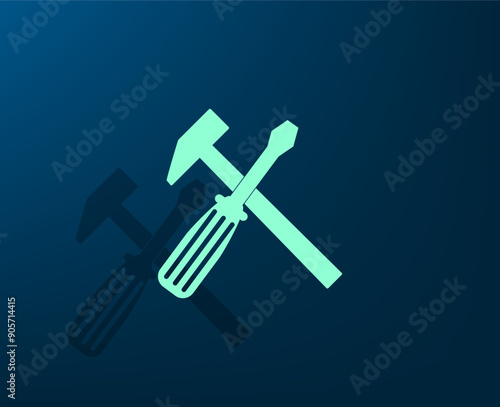 Vector illustration with shadow on blue background with gradient