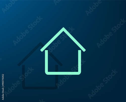 Vector illustration with shadow on blue background with gradient