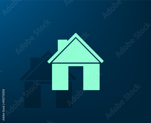 Vector illustration with shadow on blue background with gradient