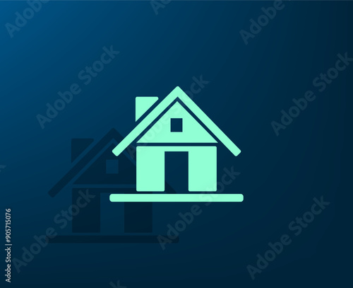 Vector illustration with shadow on blue background with gradient