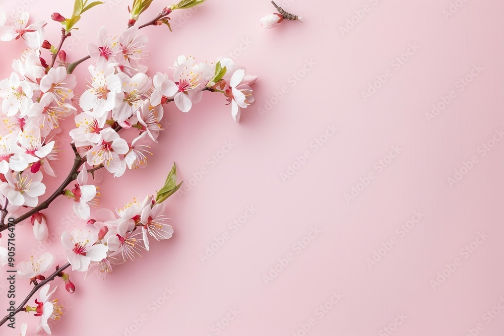 Obraz premium A soft and feminine pink background adorned with peach blossom flowers