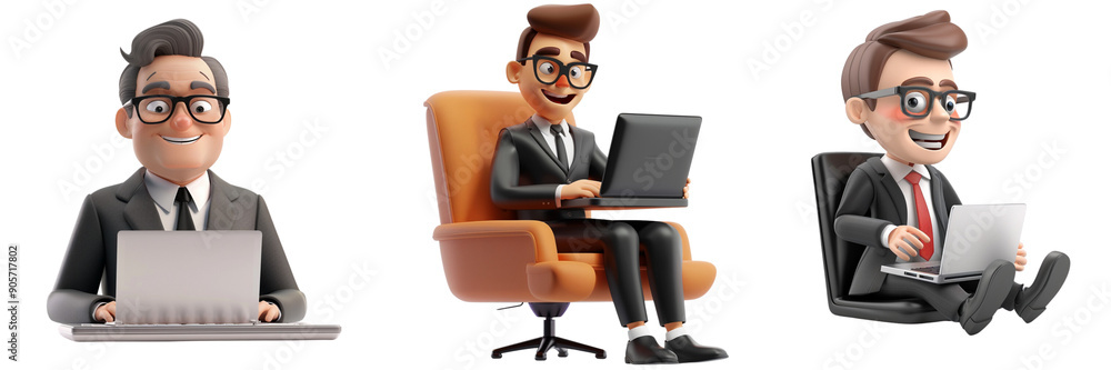 Untitled design - A set of A cheerful 3D businessman working on a laptop in a sleek (3) Untitled design - A set of A cheerful 3D businessman working on a laptop in a sleek (3)