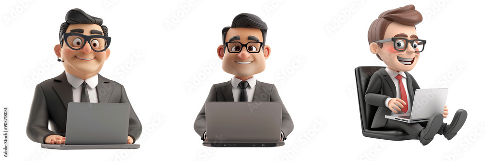 Untitled design - A set of A cheerful 3D businessman working on a laptop in a sleek (2) Untitled design - A set of A cheerful 3D businessman working on a laptop in a sleek (2)