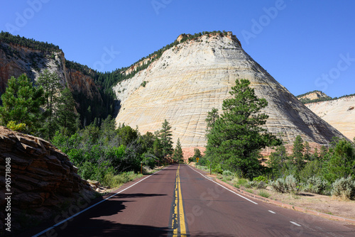 Red Zion National Park road leading to Checkerboard Mesa feature photo