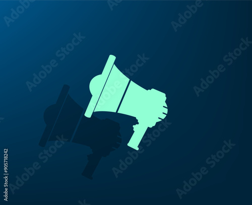 Vector illustration with shadow on blue background with gradient