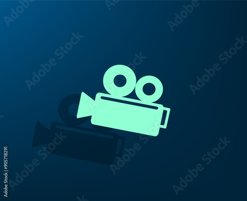 Vector illustration with shadow on blue background with gradient