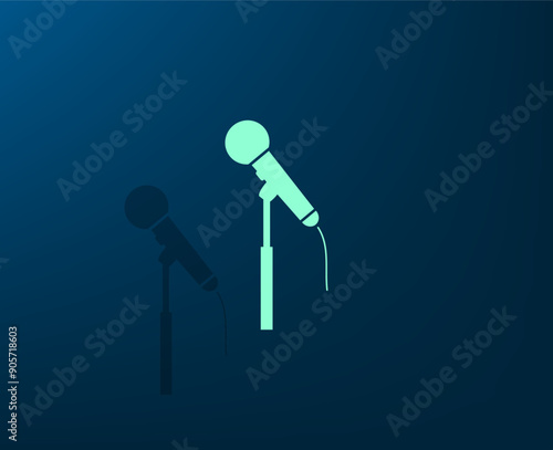 Vector illustration with shadow on blue background with gradient
