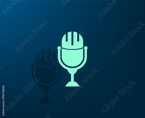 Vector illustration with shadow on blue background with gradient