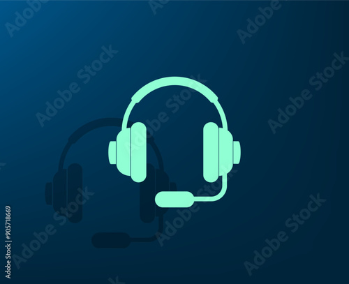 Vector illustration with shadow on blue background with gradient
