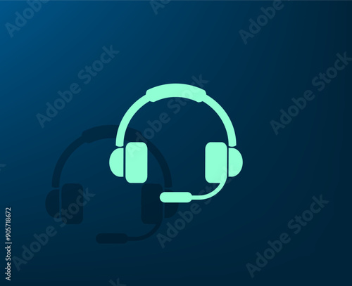 Vector illustration with shadow on blue background with gradient