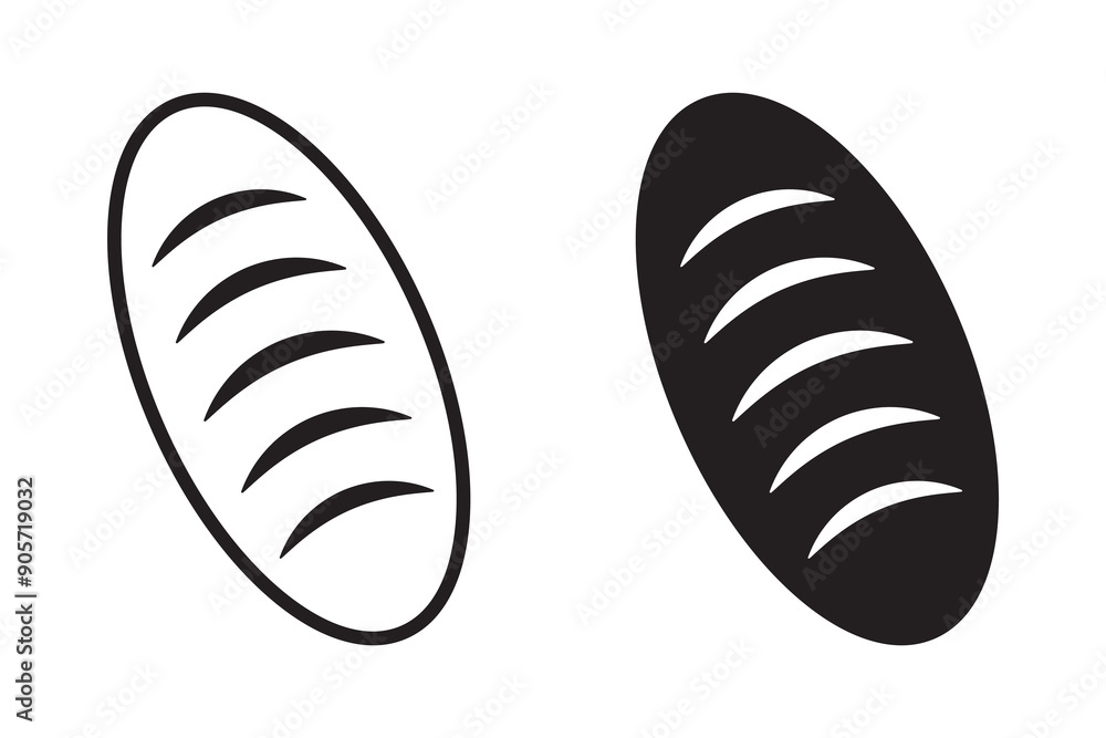 Bread icon, bread loaf flat icon.