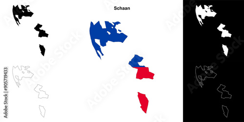Schaan municipality outline map set