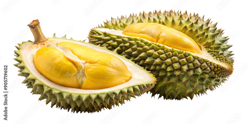 Fototapeta premium Durian Fruit Open Closeup Spiky Exotic Tropical