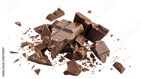 Milk Chocolate Explosion Isolated on Black Background