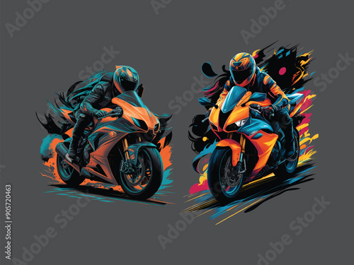 Extreme dirt bike cartoon vector illustration biker