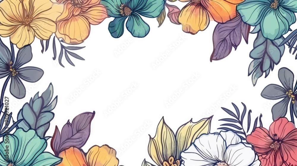 Hand drawn floral pattern with space for text Hand drawn floral pattern with space for text