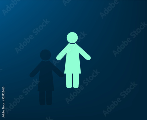Vector illustration with shadow on blue background with gradient