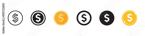 Dollar sign. Usd vector icon. Us dollar symbol. Money coin isolated.