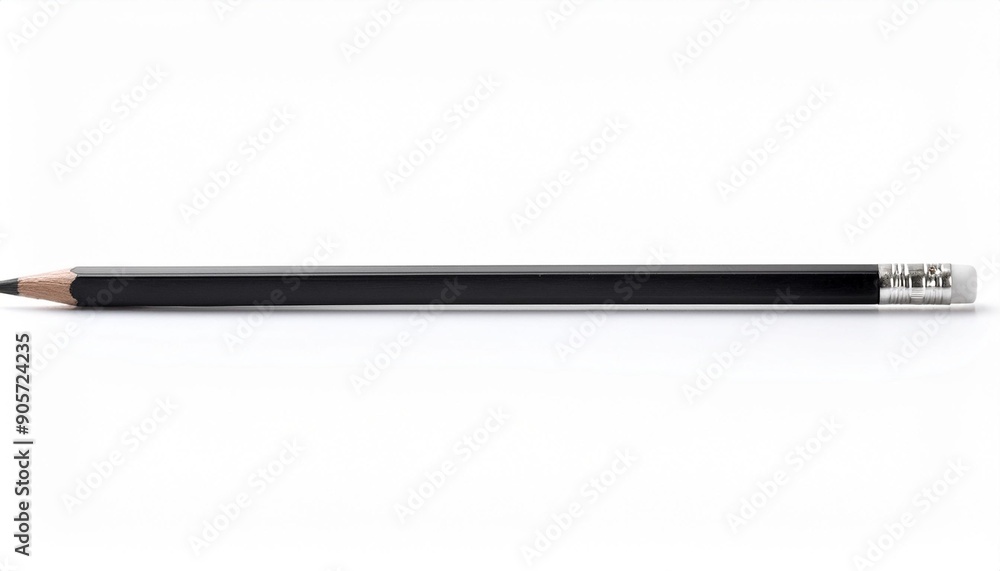 long handled black pencil for writing the end of the handle has an eraser isolated on white background long handled black pencil for writing the end of the handle has an eraser isolated on white background