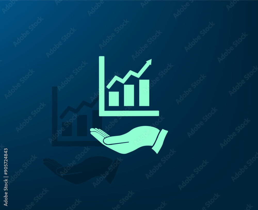 Fototapeta premium Vector illustration with shadow on blue background with gradient