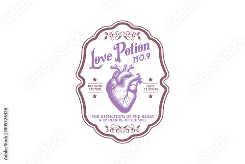 Love Potion, Vintage Halloween Potion Label Design 