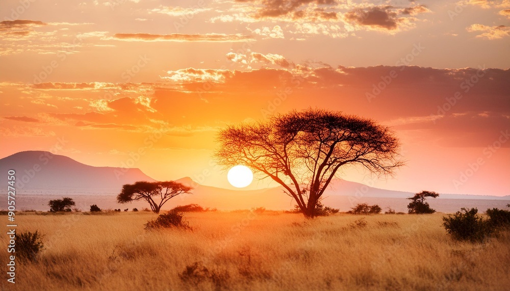 amazing red sunset in the savannah amazing red sunset in the savannah