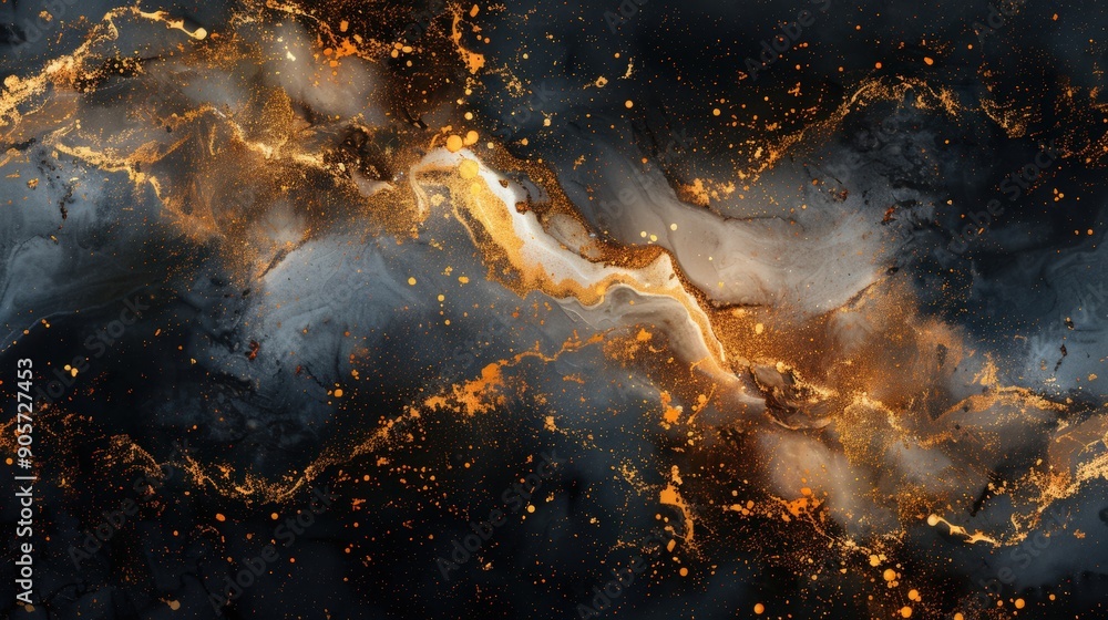 A striking abstract gold marble design on a black background, featuring fluid watercolor textures, modern brush strokes, and white ink splashes, creating an elegant and high-end effect A striking abstract gold marble design on a black background, featuring fluid watercolor textures, modern brush strokes, and white ink splashes, creating an elegant and high-end effect