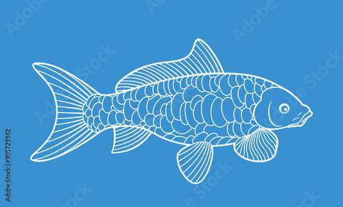 Koi fish outline. Carp Koi logo