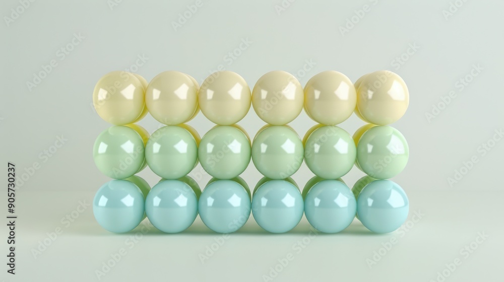 Fototapeta premium Stacked Pastel Colored Spheres in Gradient 