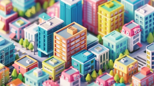 Colorful 3D isometric city 