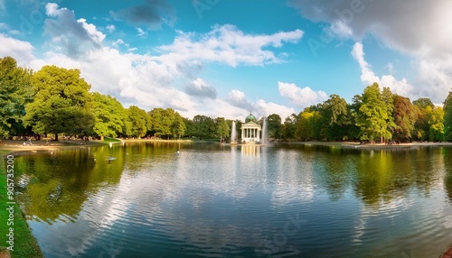 beauty in nature at one of the lakes in the tiergarten public park in berlin germany panorama shot