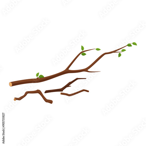 Tree branch pile with leaves and dry twigs in firewood collection vector illustration