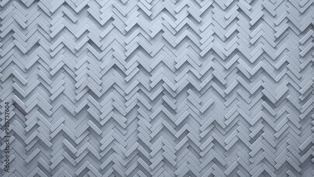 Polished, White Wall background with tiles. Semigloss, tile Wallpaper with Herringbone, 3D blocks. 3D Render Polished, White Wall background with tiles. Semigloss, tile Wallpaper with Herringbone, 3D blocks. 3D Render