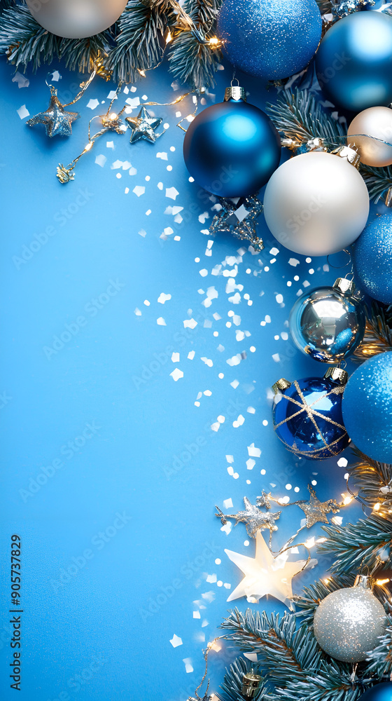 Merry Christmas and Happy New Year: Blue and White Background Design Merry Christmas and Happy New Year: Blue and White Background Design