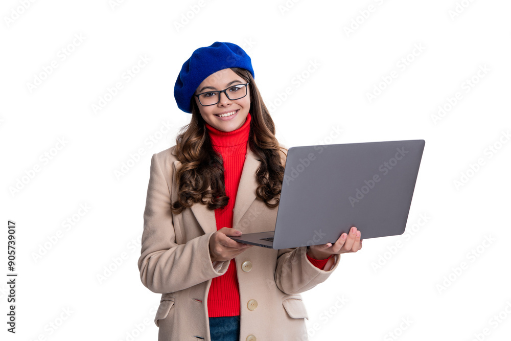 Typing school blog on computer. Student on video lesson. Teen girl use laptop for blogging. Webinar at online education. Back to school. Education online. Teen girl study online. Online streaming Typing school blog on computer. Student on video lesson. Teen girl use laptop for blogging. Webinar at online education. Back to school. Education online. Teen girl study online. Online streaming