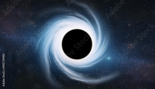 a black hole is depicted in the center of a galaxy