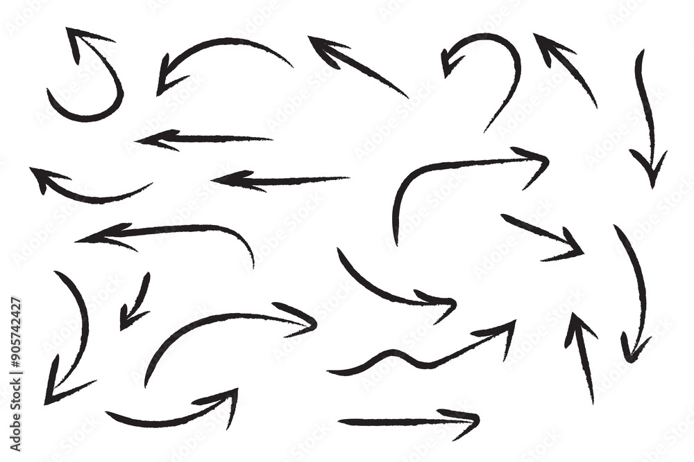 Grunge arrow vector set. Grunge arrow brush drawn. set of chalk pencil, brush stroke arrows. various charcoal arrows. Hand drawn doodle arrow symbols vector. Grunge arrow vector set. Grunge arrow brush drawn. set of chalk pencil, brush stroke arrows. various charcoal arrows. Hand drawn doodle arrow symbols vector.