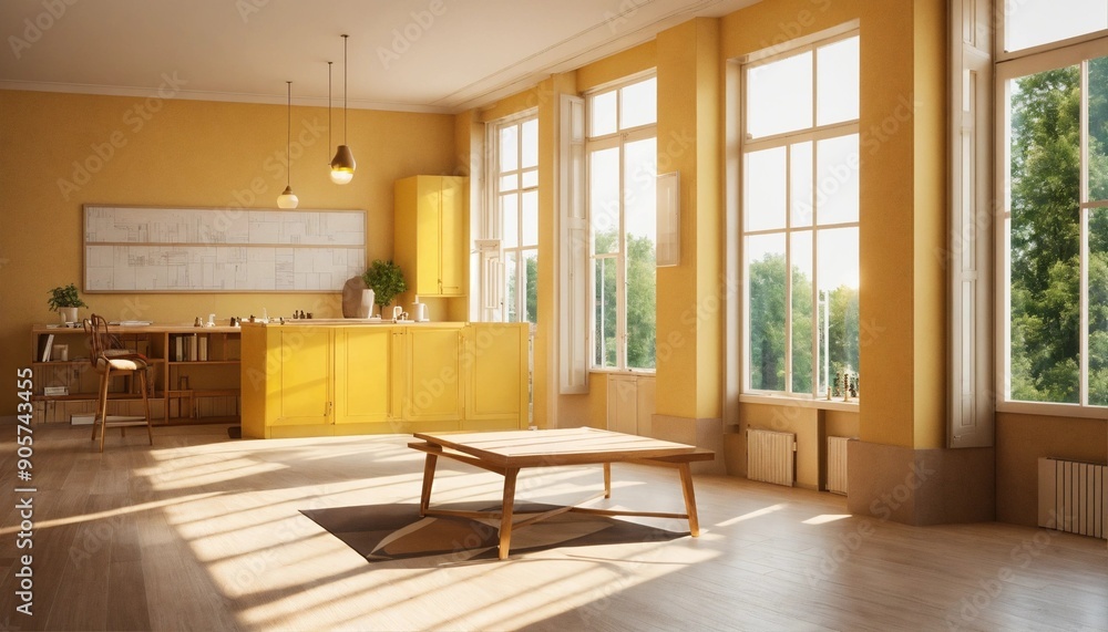 Fototapeta premium Interior design, modern apartment, AI generated picture