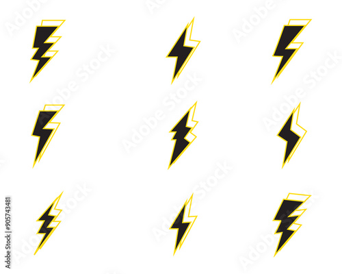 thunder bolt flash icon, yellow flash lightning bolt icon - Electric power icon symbol - Power energy icon sign. vector illustration